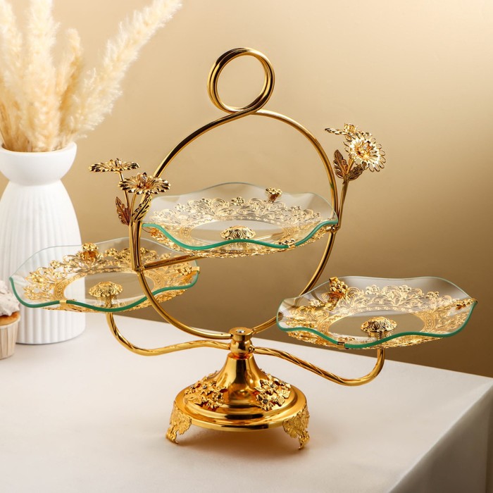 Подставка под десерты и фрукты «Кувшинки», 46×31×43 см, цвет золотистый
Подставка под десерты и фрукты «Кувшинки», 46×31×43 см, цвет золотистый