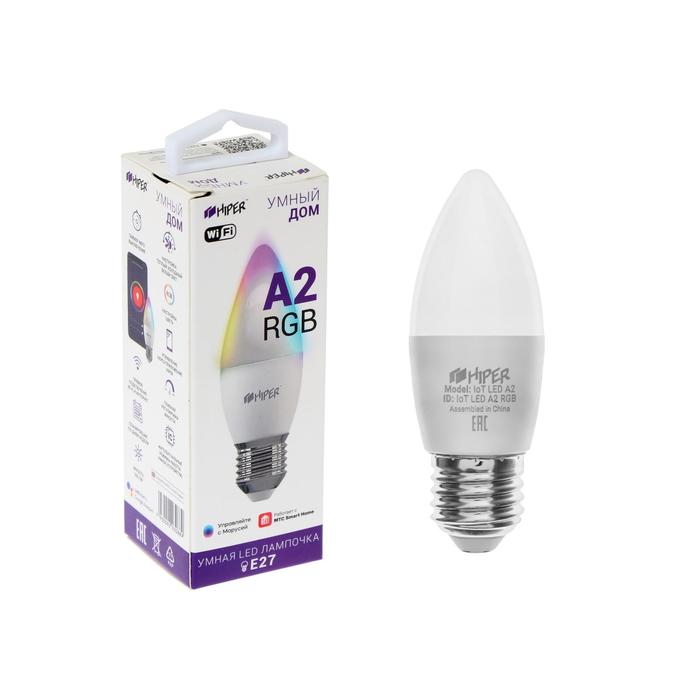 Умная LED лампа HIPER, Wi-Fi, Е27, C37, 6 Вт, 2700-6500 К, 520 Лм, RGB
Умная LED лампа HIPER, Wi-Fi, Е27, C37, 6 Вт, 2700-6500 К, 520 Лм, RGB