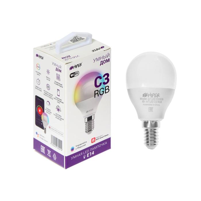 Умная LED лампа HIPER, Wi-Fi, Е14, Р45, 6 Вт, 2700-6500 К, 520 Лм, RGB
Умная LED лампа HIPER, Wi-Fi, Е14, Р45, 6 Вт, 2700-6500 К, 520 Лм, RGB