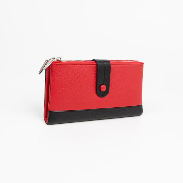 Кошелёк женский, 2 отдела на кнопке, цвет красный/чёрный
Кошелёк женский, 2 отдела на кнопке, цвет красный/чёрный