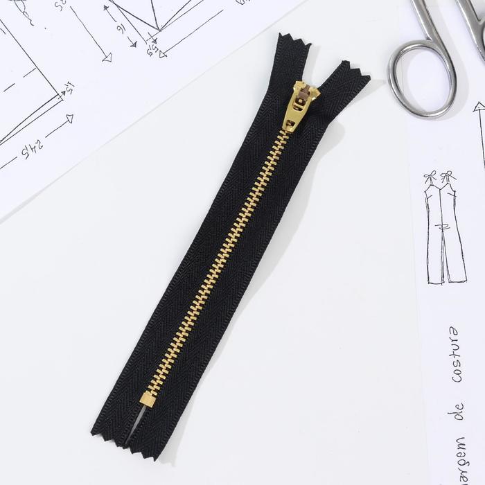 Молния джинсовая, №1, неразъёмная, 14 см, цвет чёрный/латунь
Молния джинсовая, №1, неразъёмная, 14 см, цвет чёрный/латунь