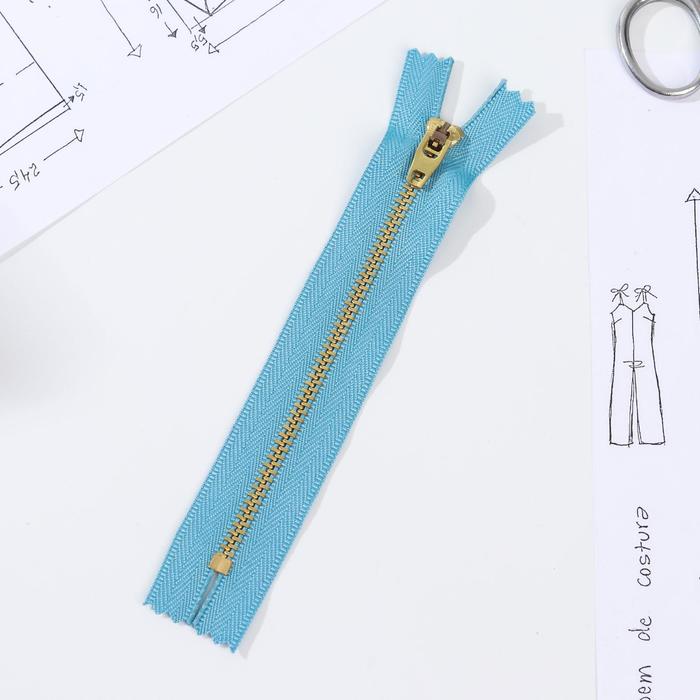 Молния джинсовая, №1, неразъёмная, 14 см, цвет голубой/латунь
Молния джинсовая, №1, неразъёмная, 14 см, цвет голубой/латунь