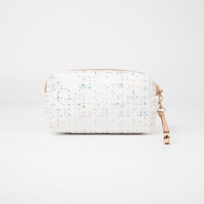 фото Косметичка на молнии, с ручкой, цвет белый