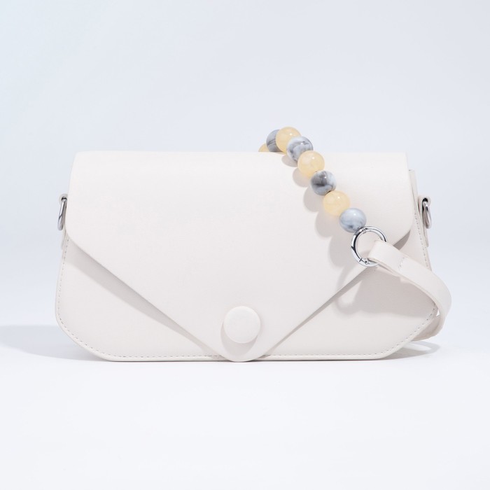 Сумка-мессенджер на клапане, длинный ремень, цвет молочный 
Сумка-мессенджер на клапане, длинный ремень, цвет молочный