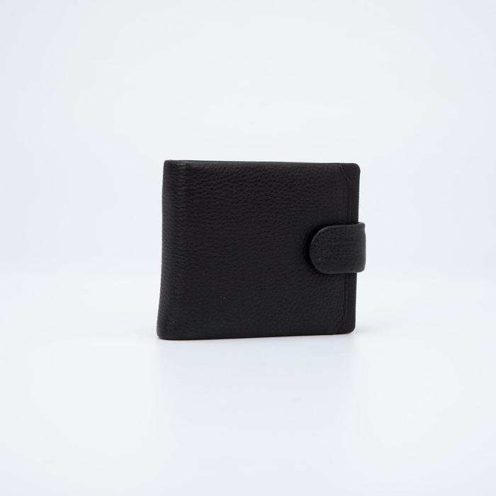 фото Портмоне мужское, 2 отдела на кнопке, с зажимом, цвет чёрный