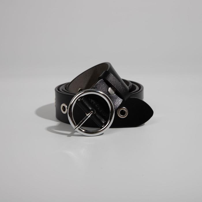 Ремень женский, ширина 3,5 см, люверсы, винт, пряжка металл, цвет чёрный
Ремень женский, ширина 3,5 см, люверсы, винт, пряжка металл, цвет чёрный