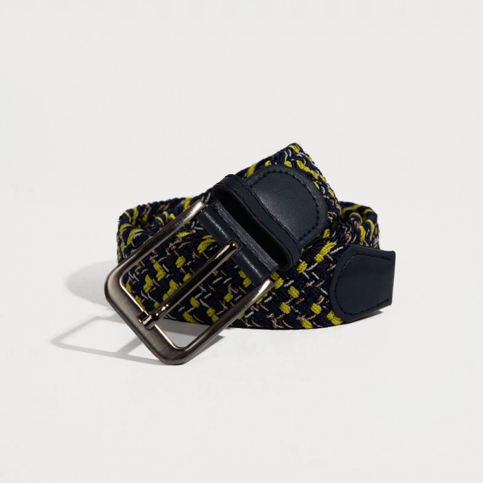 Ремень мужской, ширина 4 см, резинка, плетёнка, цвет синий/жёлтый 
Ремень мужской, ширина 4 см, резинка, плетёнка, цвет синий/жёлтый