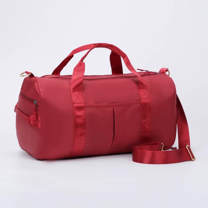 Сумка спортивная, отдел на молнии, 3 наружных кармана, отдел для обуви, крепление на чемодан, длинный ремень, цвет красный