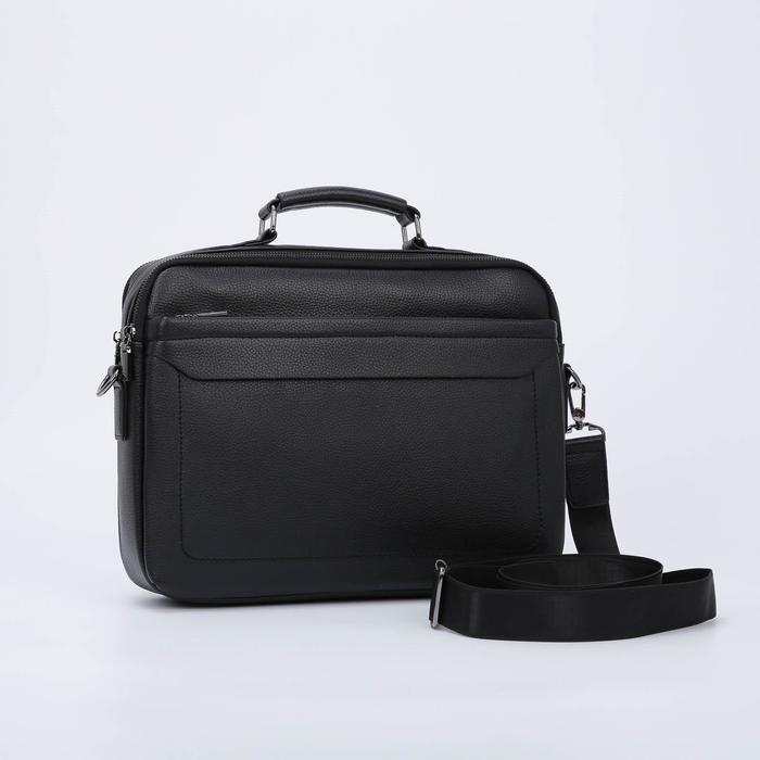 Сумка деловая, 2 отдела на молниях, 2 наружных кармана, длинный ремень, цвет чёрный
Сумка деловая, 2 отдела на молниях, 2 наружных кармана, длинный ремень, цвет чёрный