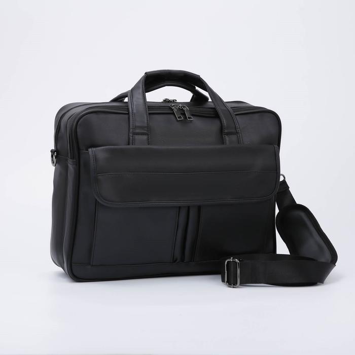 Сумка деловая, 2 отдела на молниях, 4 наружных кармана, длинный ремень, цвет чёрный
Сумка деловая, 2 отдела на молниях, 4 наружных кармана, длинный ремень, цвет чёрный