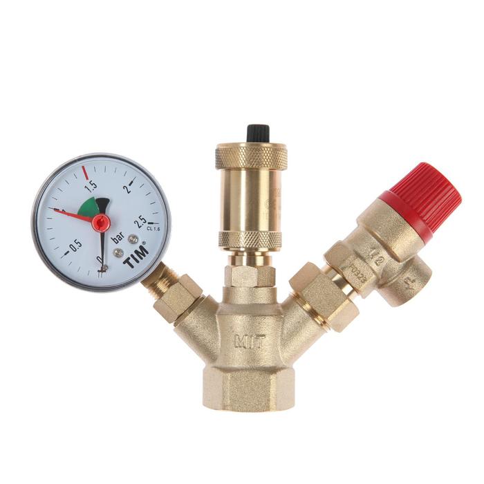 Группа безопасности TIM МИНИ JH1024-1.5, для котлов отопления, 1", 1.5 бар 
Группа безопасности TIM МИНИ JH1024-1.5, для котлов отопления, 1", 1.5 бар