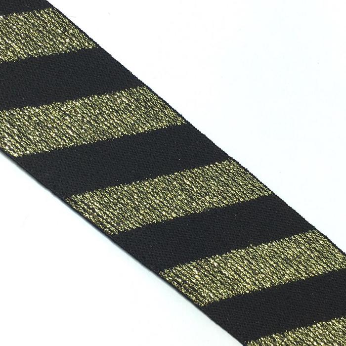 фото Резинка №23, ширина 4 см, длина 1 метр, цвет чёрный, золото полосы люрекс zzd