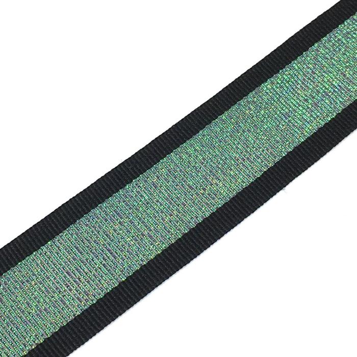 Тесьма, размер 3 см 1 метр, цвет чёрный, зеленый люрекс
Тесьма, размер 3 см 1 метр, цвет чёрный, зеленый люрекс