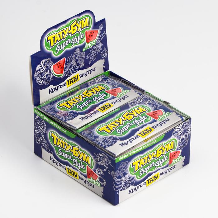 Жевательная резинка «ТАТУ-БУМ» SUPER STYLE со вкусом арбуза, 12 г 
Жевательная резинка «ТАТУ-БУМ» SUPER STYLE со вкусом арбуза, 12 г