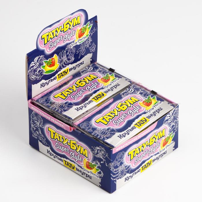 Жевательная резинка «ТАТУ-БУМ» SUPER STYLE со вкусом тутти-фрутти, 12 г
Жевательная резинка «ТАТУ-БУМ» SUPER STYLE со вкусом тутти-фрутти, 12 г