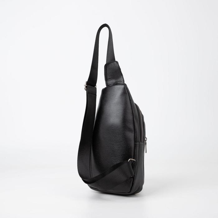 фото Сумка слинг, искусственная кожа, цвет чёрный