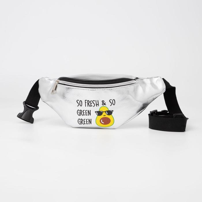 фото Сумка поясная, отдел на молнии, наружный карман, цвет серебристый