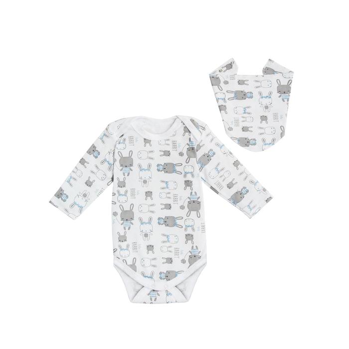 Боди детское с косынкой нагрудником, принт зайчики, рост 80 см, цвет белый 
Боди детское с косынкой нагрудником, принт зайчики, рост 80 см, цвет белый