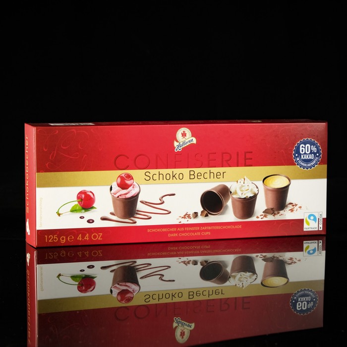 Чашечки для десертов Halloren Schokobecher, тёмный шоколад, 125 г
Чашечки для десертов Halloren Schokobecher, тёмный шоколад, 125 г