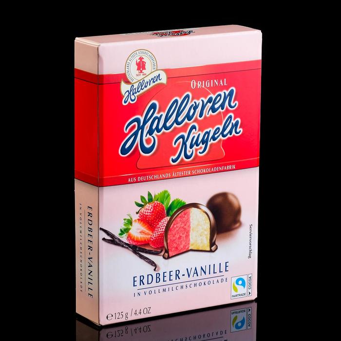 Конфеты Оригинальные шарики Halloren Kugeln Erdbeer-Vanille «Клубника - ваниль», 125 г
Конфеты Оригинальные шарики Halloren Kugeln Erdbeer-Vanille «Клубника - ваниль», 125 г