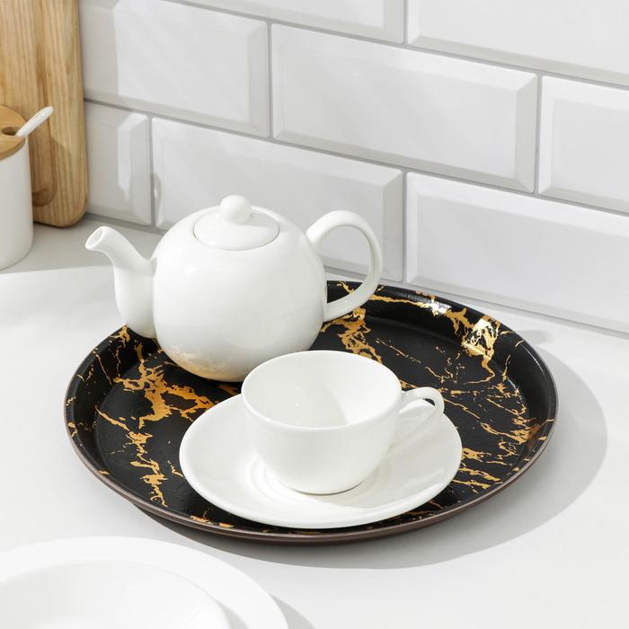 Поднос круглый «Марбл», 28×2 см, цвет чёрно-золотистый
Поднос круглый «Марбл», 28×2 см, цвет чёрно-золотистый