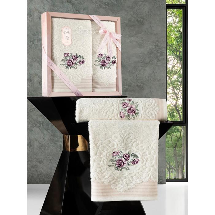 Комплект махровых полотенец Stella, размер 50x90 см, 70x140 см, цвет кремовый 
Комплект махровых полотенец Stella, размер 50x90 см, 70x140 см, цвет кремовый