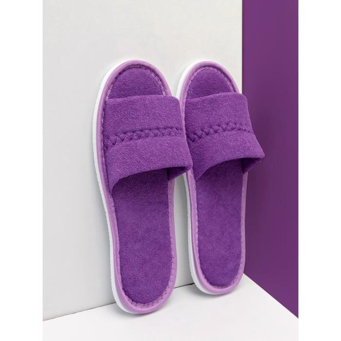 фото Тапочки женские открытый нос, размер 36-38, цвет фиолетовый amarohome