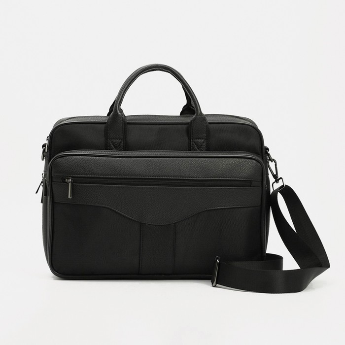 Сумка деловая на молнии, 4 наружных кармана, с расширением, длинный ремень, цвет чёрный
Сумка деловая на молнии, 4 наружных кармана, с расширением, длинный ремень, цвет чёрный