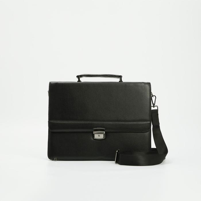 Портфель, 3 отдела на клапане, 2 наружных кармана, длинный ремень, цвет чёрный
Портфель, 3 отдела на клапане, 2 наружных кармана, длинный ремень, цвет чёрный