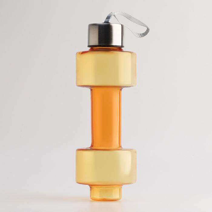 фото Бутылка для воды "гантель", 500 мл, 22.5 х 8 см, оранжевый