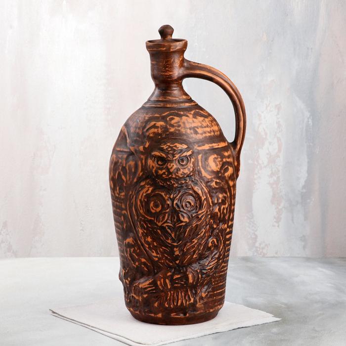 Бутыль "Сова", декор, красная глина, 7 л
Бутыль "Сова", декор, красная глина, 7 л