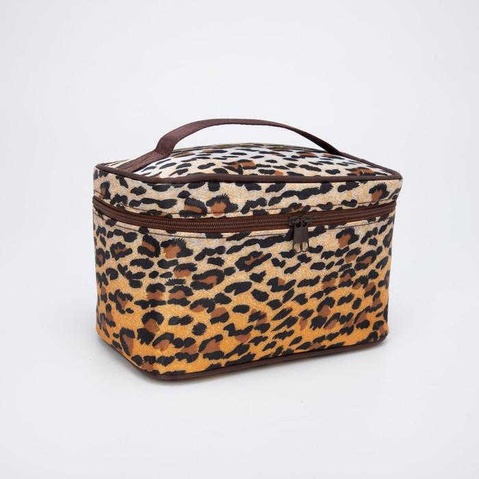 фото Косметичка-сундук, отдел на молнии, цвет коричневый