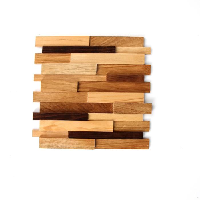 фото Стеновая панель «сланец микс», 3d мозаика, плитка 320 × 320 × 15 мм, дуб, ясень, берёза