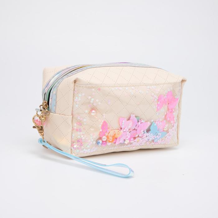 Косметичка дорожная, отдел на молнии, с ручкой, цвет бежевый 
Косметичка дорожная, отдел на молнии, с ручкой, цвет бежевый