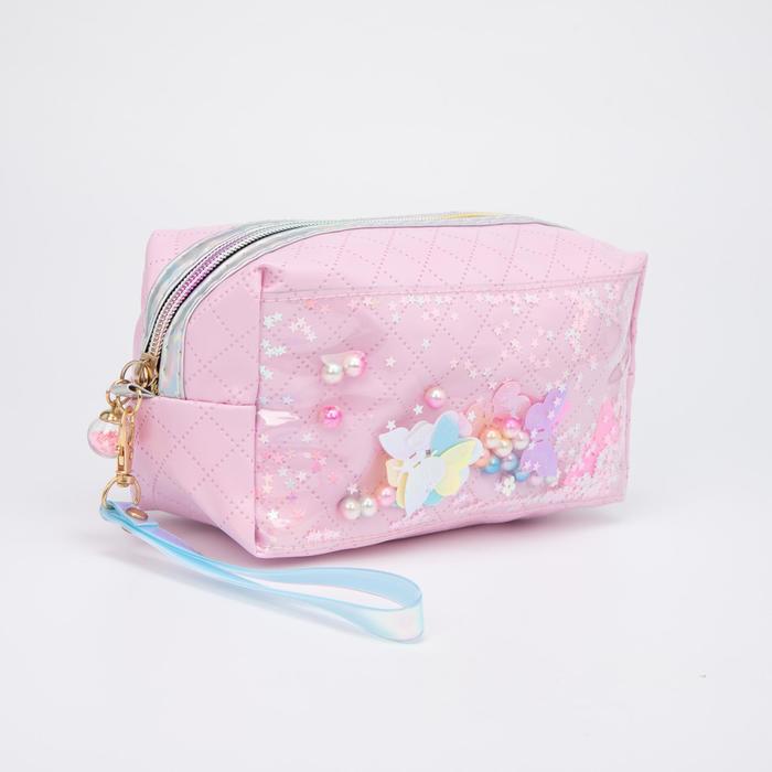 фото Косметичка дорожная, отдел на молнии, с ручкой, цвет сиреневый