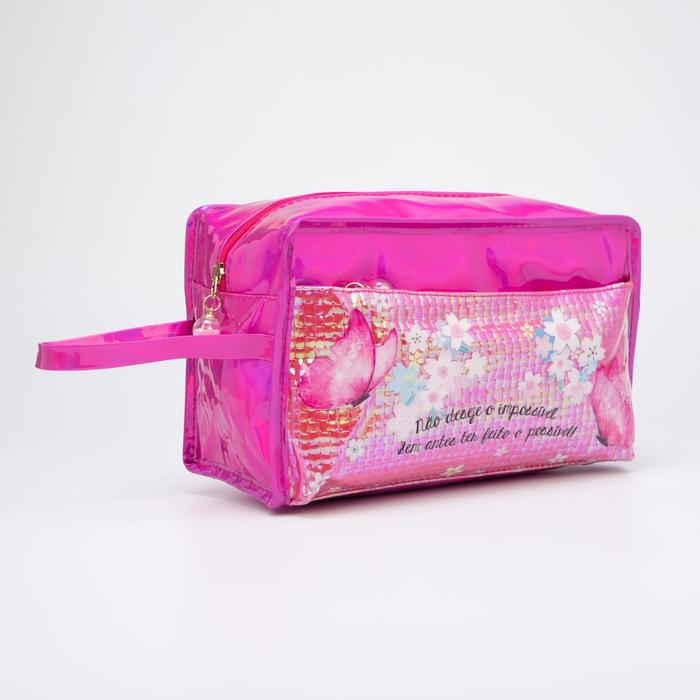 Косметичка на молнии, наружный карман, цвет малиновый 
Косметичка на молнии, наружный карман, цвет малиновый