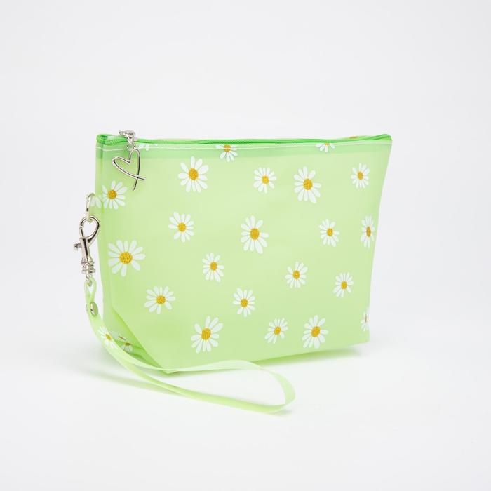 Косметичка на молнии, с ручкой, цвет зелёный 
Косметичка на молнии, с ручкой, цвет зелёный