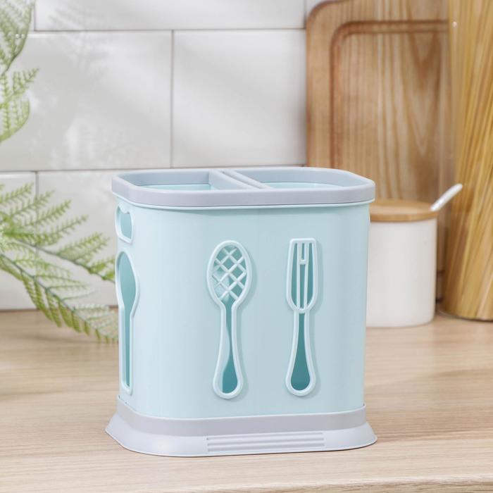 фото Сушилка для столовых приборов, 2 отделения, 14×11×15 см, цвет микс