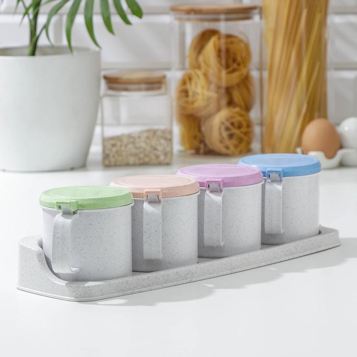 Набор банок для сыпучих продуктов «Светофор», 4 шт, 37×11×8 см, на подставке, цвет МИКС
Набор банок для сыпучих продуктов «Светофор», 4 шт, 37×11×8 см, на подставке, цвет МИКС