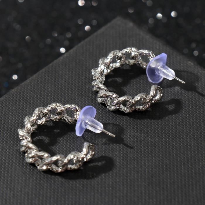 Серьги-кольца "Косичка" плетёная, цвет серебро 
Серьги-кольца "Косичка" плетёная, цвет серебро