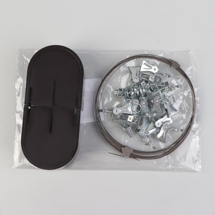 фото Карниз-струна 3,5 м, с металлическими зажимами, 20 шт, цвет коричневый