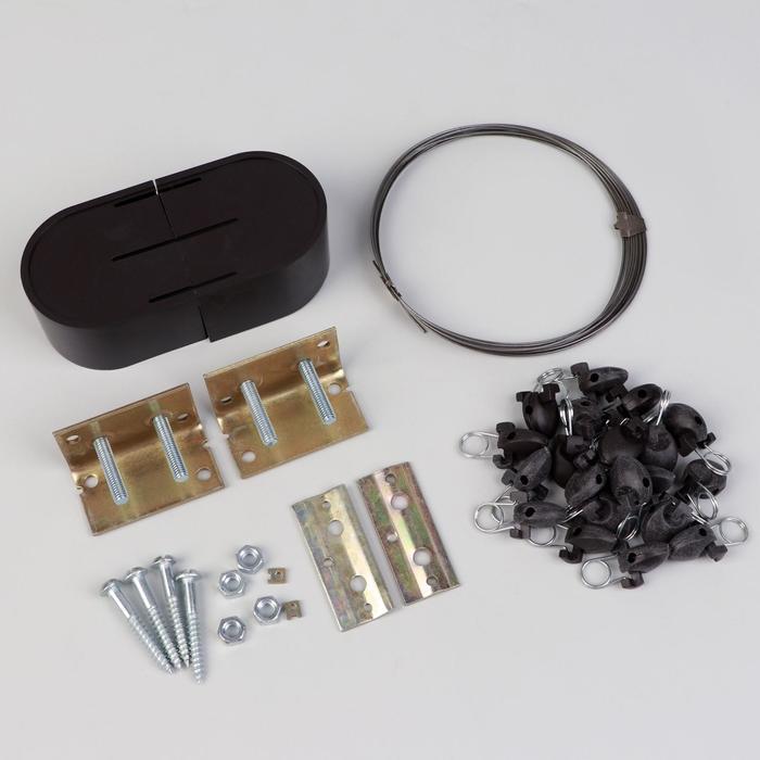 фото Карниз-струна 3,5 м, с пластмассовыми зажимами, 20 шт, цвет коричневый