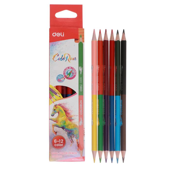 Карандаши 6 штук, 12 цветов Deli ColoRun, лвусторонние, европодвес
Карандаши 6 штук, 12 цветов Deli ColoRun, лвусторонние, европодвес