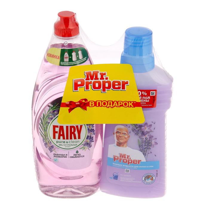 фото Набор: средство для мытья посуды fairy 650 мл, моющее средство mr.proper, 500 мл