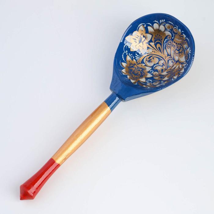 фото Ложка полубасок "кудрина", синяя, с художественной росписью