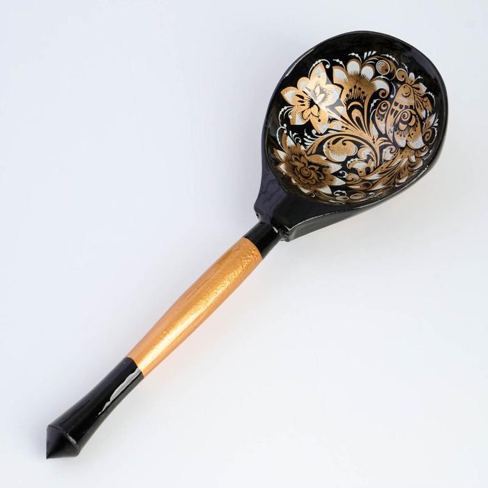фото Ложка полубасок "кудрина", черная, с художественной росписью