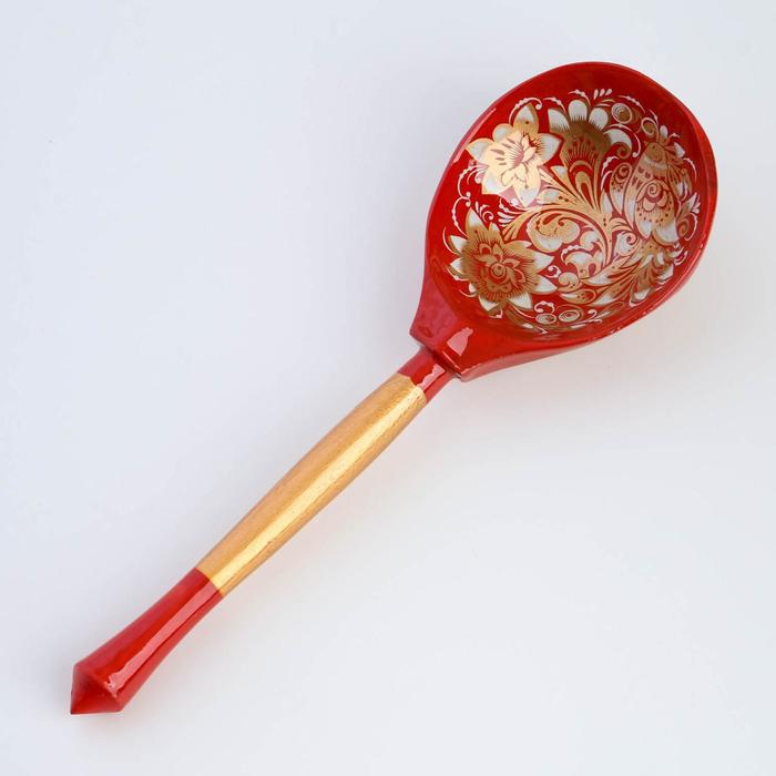 фото Ложка полубасок "кудрина", красная, с художественной росписью