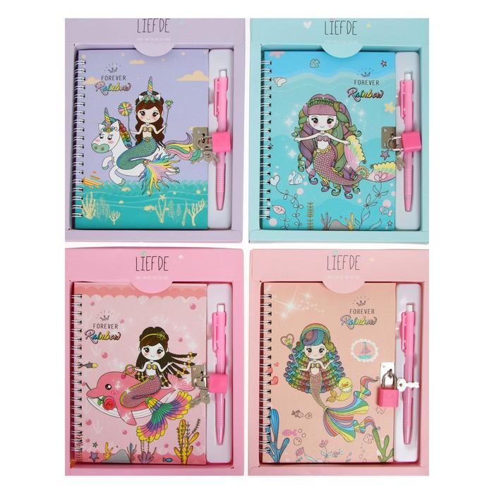 Записная книжка с ручкой и замочком, подарочная коробка, 45 листов формата А5, в линейку, на гребне, МИКС 
Записная книжка с ручкой и замочком, подарочная коробка, 45 листов формата А5, в линейку, на гребне, МИКС