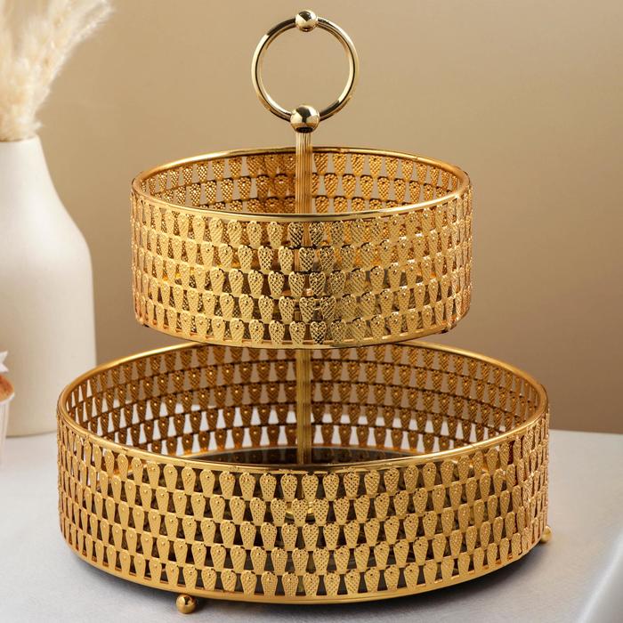 Подставка под десерты «Мрамор», 2 яруса, 25×25×28 см, цвет золотой
Подставка под десерты «Мрамор», 2 яруса, 25×25×28 см, цвет золотой