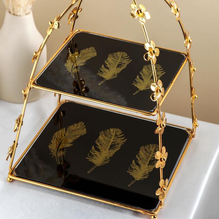 Подставка для десертов 2-х ярусная «Перо», 26×26×37 см, цвет металла золотой
Подставка для десертов 2-х ярусная «Перо», 26×26×37 см, цвет металла золотой